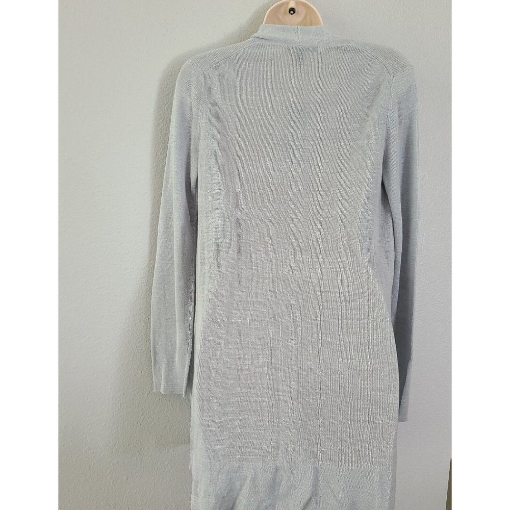 Eileen Fisher women Cardigan Straight Long Tencel Linen Rib grayish sz PM new - Picture 7 of 12
